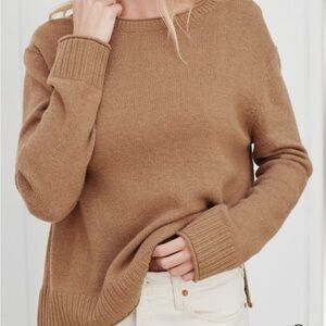 Jenni Kayne Everyday Sweater Sz Medium Dark Caramel Wool Cashmere Blend